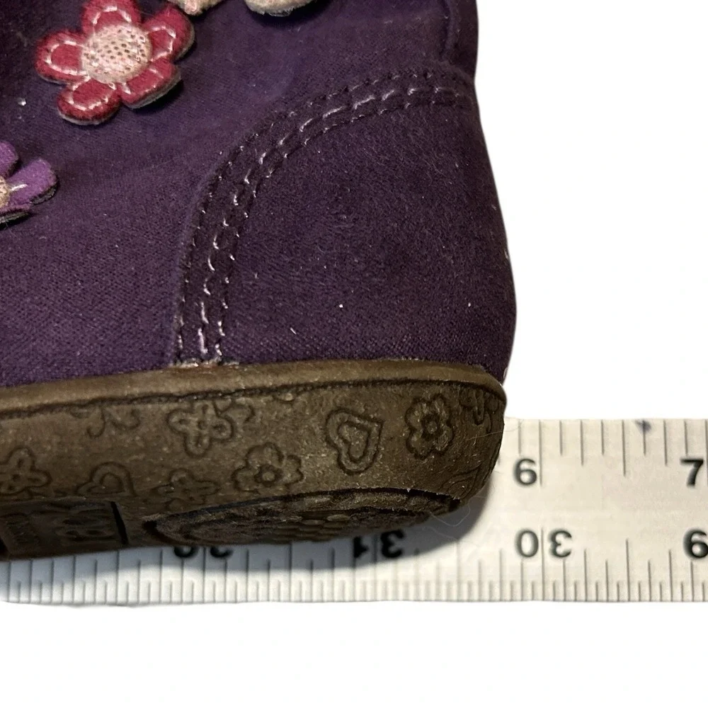 NORDSTROM RACK Boots Toddler 5D Purple Faux Suede Flower Applique Side Zip